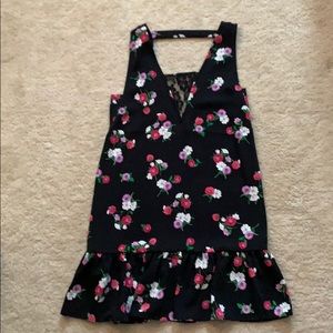 Express Black Floral Peplum Dress - Size S